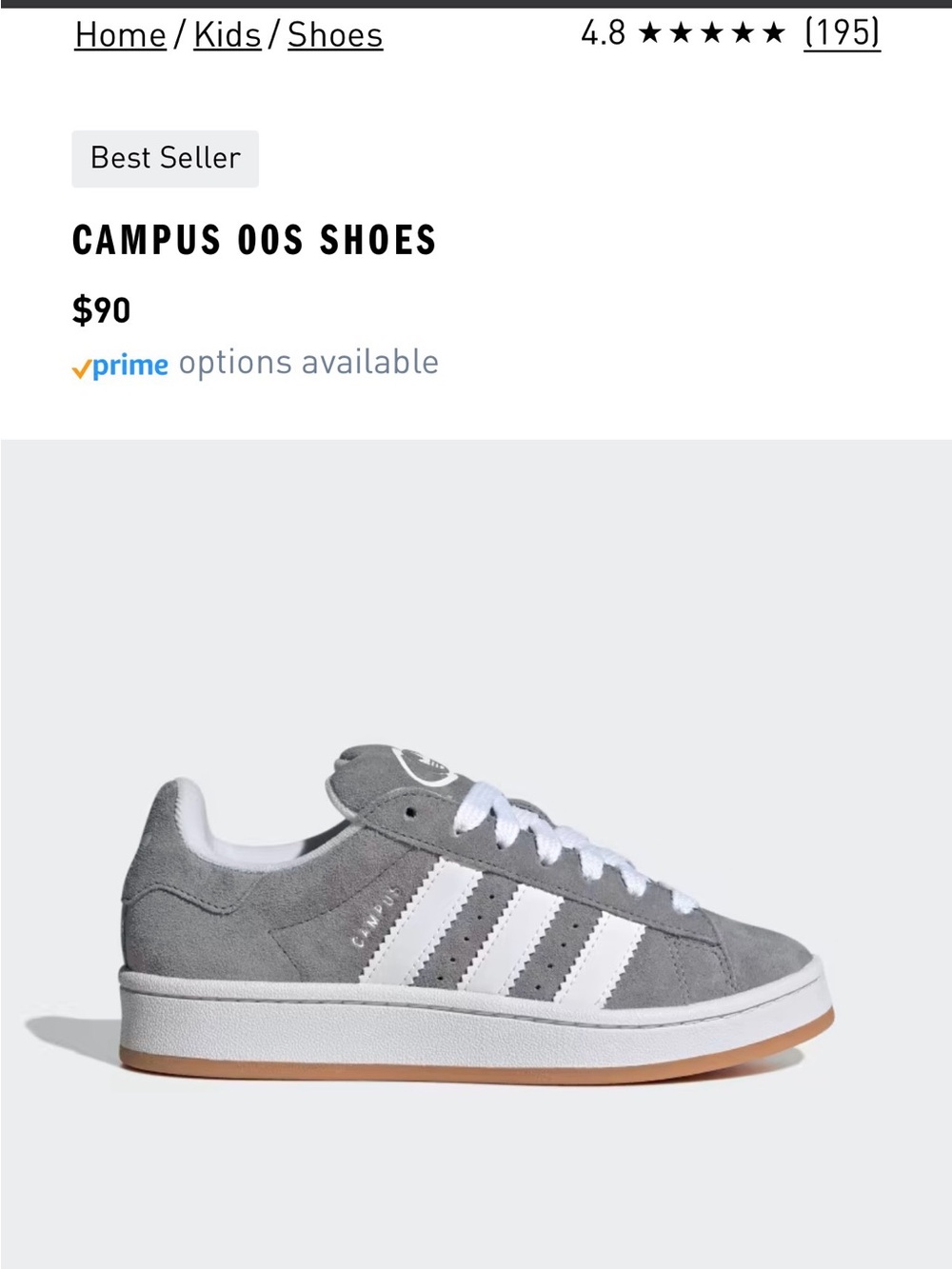 Adidas Campus 00s  grey/white
